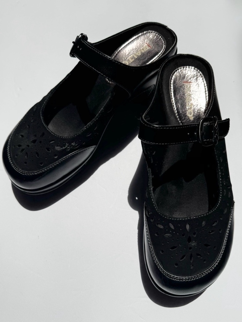 Rialto Black Wedge Mary Janes Womens 01-R5260 R5260/VIVA 9M